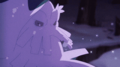 Purple Cartoon Character With Flower On Head GIF