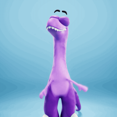 Purple Cartoon Character With Long Neck GIF