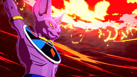 Purple Cartoon Character With Shield On Red Background GIF