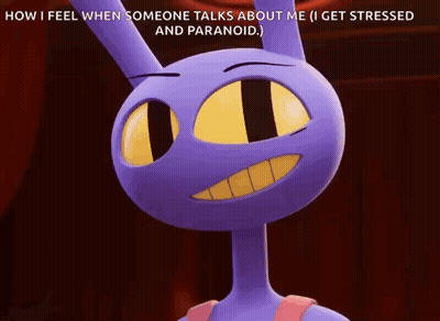 Purple Cartoon Character With Yellow Eyes Paranoid GIF