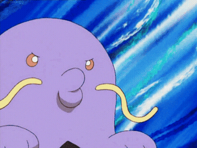 Purple Cartoon Character With Yellow Mustache GIF