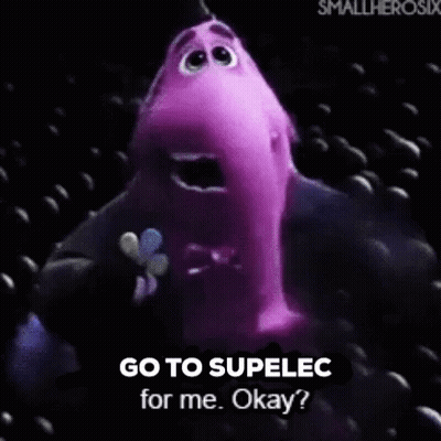 Purple Cartoon Holding Flower Saying Go To Supelec For Me Okay GIF