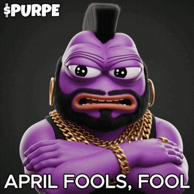Purple Cartoon Mohawk Gold Chains Says April Fools GIF