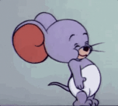 Purple Cartoon Mouse With Red Ear GIF