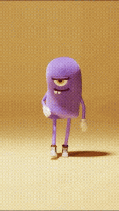 Purple Cartoon Saying Happy Monday GIF