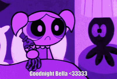 Purple Cartoon Says Goodnight Bella GIF