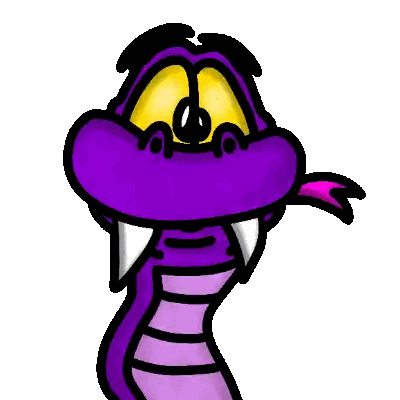Purple Cartoon Snake With Yellow Eyes Sticker