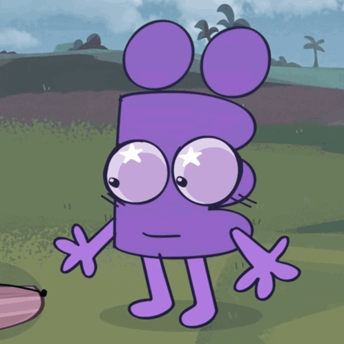 Purple Cartoon With Star In Eyes GIF