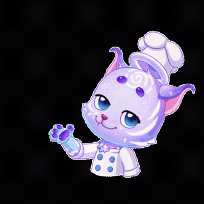 Purple Cat In Chef Hat Holding Yellow Star GIF