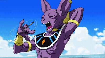 Purple Cat With Needle In Mouth GIF