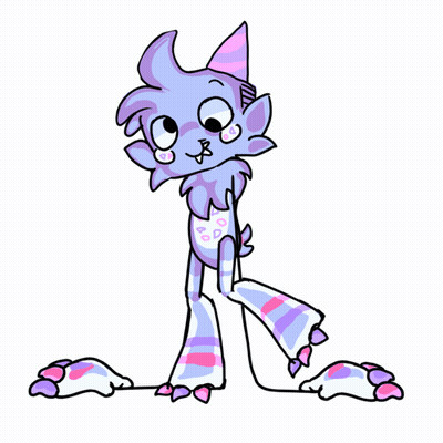 Purple Cat With Striped Socks GIF