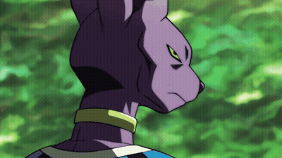 Purple Cat With Yellow Eye On Green Background GIF