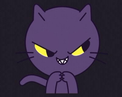 Purple Cat With Yellow Eyes And Teeth GIF