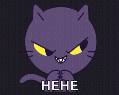 Purple Cat With Yellow Eyes Saying Hene GIF