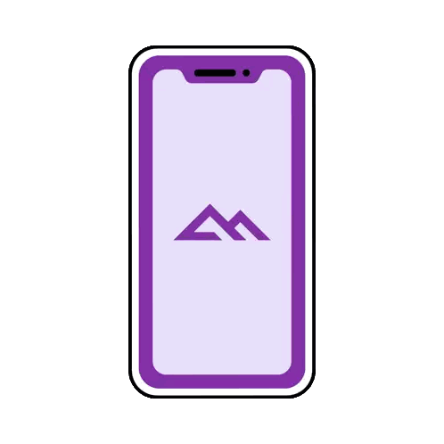 Purple Cell Phone With A And M Logo Sticker