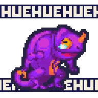Purple Chameleon Pixel Art Huehuehue Sticker