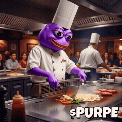 Purple Chef Cooking With Spurpe Sign GIF