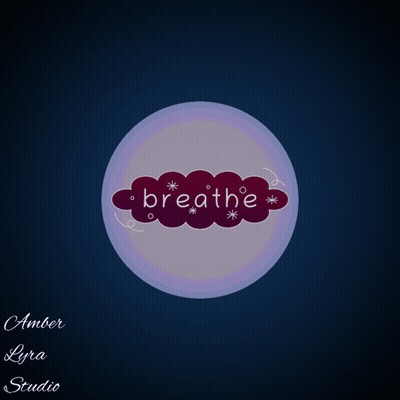 Purple Circle With Cloud Saying Breathe GIF