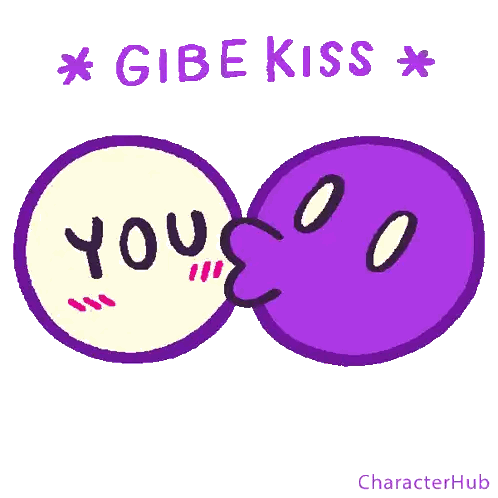Purple Circles Kiss With Gibe Kiss Sticker