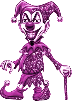 Purple Clown Holding Cane And Smiling Sticker