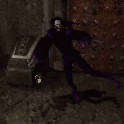 Purple Clown Lying On Floor By Red Wall GIF