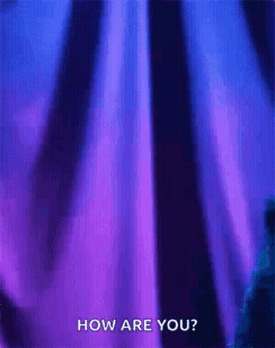 Purple Curtain Saying How Are You GIF