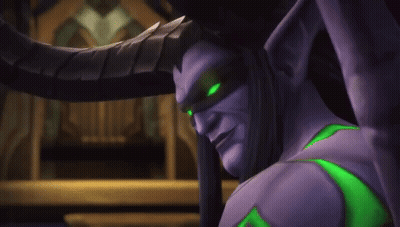 Purple Demon With Green Eyes Outside Building GIF