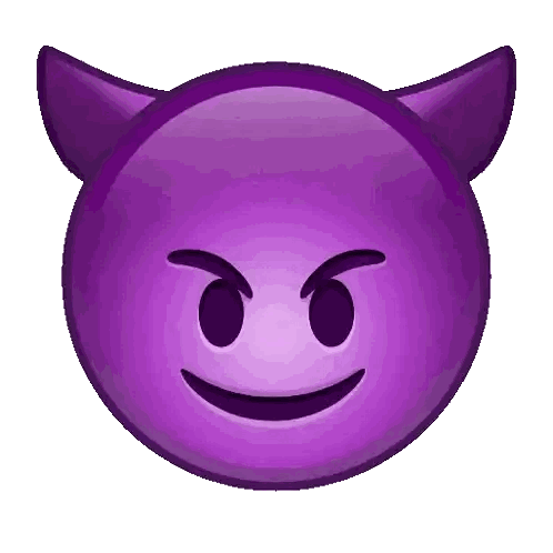 Purple Devil Emoji Horns And Smile Sticker