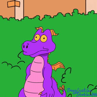 Purple Dragon Cartoon On Green Background GIF