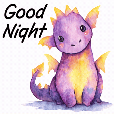Purple Dragon Watercolor Good Night GIF
