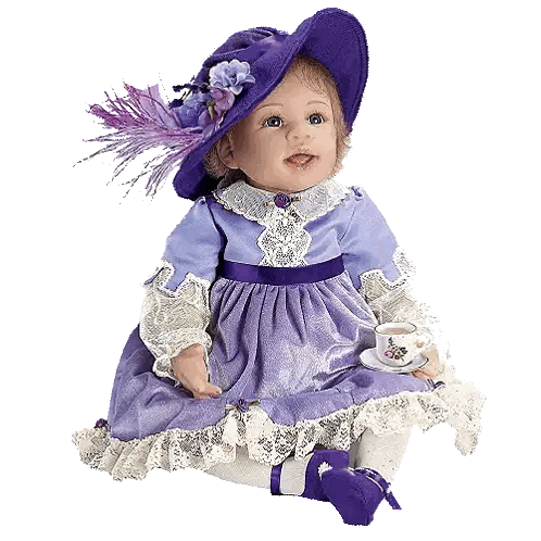 Purple Dress Doll With Tea Sticker