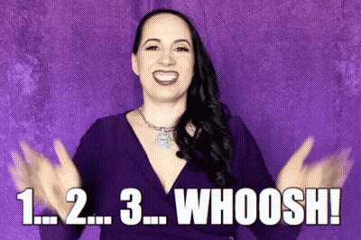 Purple Dress Woman Gesturing 1 2 3 Whoosh GIF