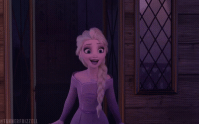 Purple Dressed Elsa From Frozen Standing In Front Of Door GIF