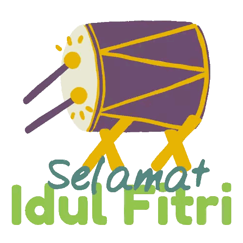 Purple Drum With Yellow Legs Selamat Idul Fitri Sticker