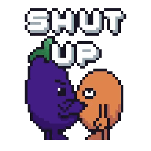 Purple Eggplant And Orange Carrot Shut Up Sticker