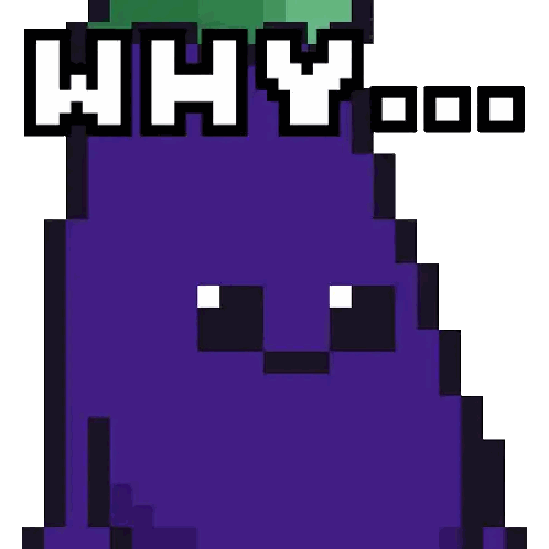 Purple Eggplant Crying Saying Why Doe Sticker