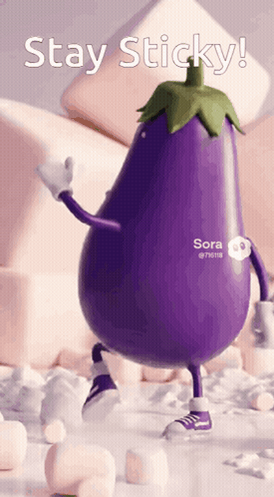 Purple Eggplant Dancing Stay Sticky GIF