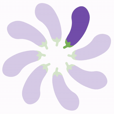 Purple Eggplant Surrounded By Eggplants GIF