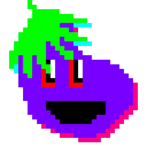 Purple Eggplant With Green Hair And Smile Sticker