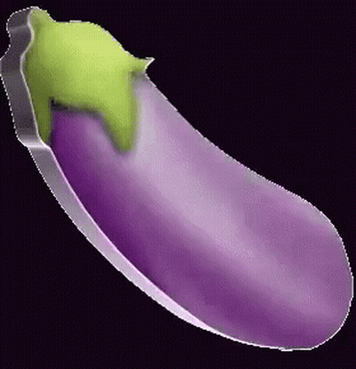 Purple Eggplant With Green Leaf GIF