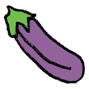 Purple Eggplant With Green Leaf Sticker