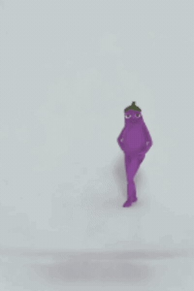 Purple Eggplant With Green Leaf Giving Thumbs Up GIF