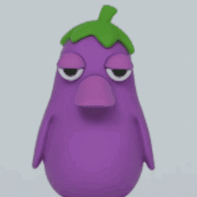 Purple Eggplant With Green Leaf On Top GIF