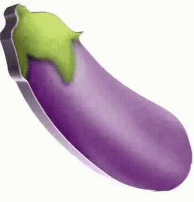Purple Eggplant With Green Stem And Leaf GIF