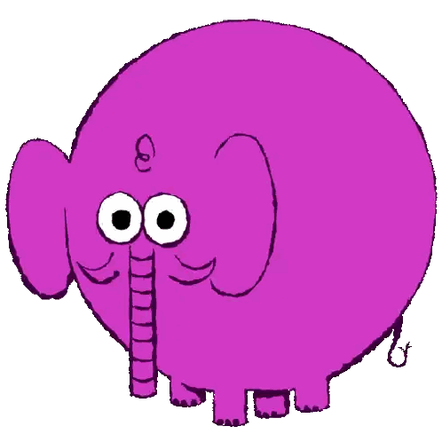 Purple Elephant With Big Eyes And Long Trunk Sticker