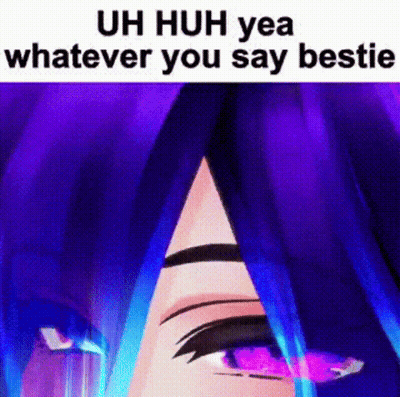 Purple Eyed Person Saying Uh Huh Yea GIF