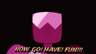 Purple Face Saying Now Go Have Fun GIF