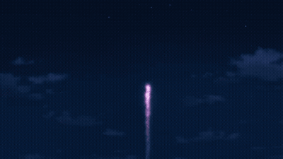 Purple Fireworks Heart Exploding In Night Sky GIF
