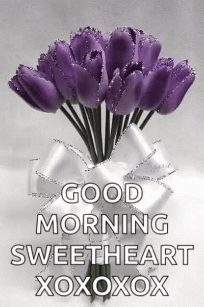Purple Flower Bouquet With Good Morning GIF