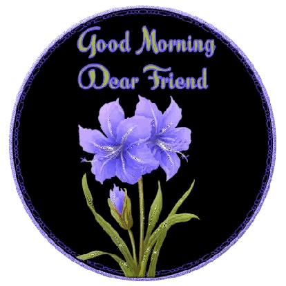 Purple Flower Good Morning Dear Friend Sticker